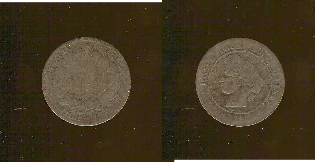 5 centimes Cérès 1871 Bordeaux B à B+